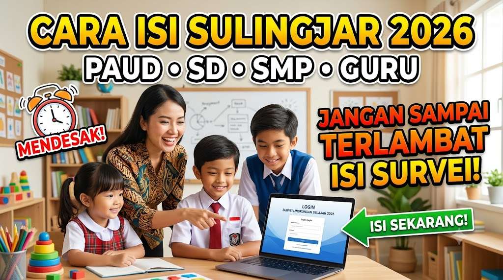 Cara Isi Sulingjar 2026 PAUD, SMP, Guru, SD: Jangan Sampai Terlambat Isi Survei