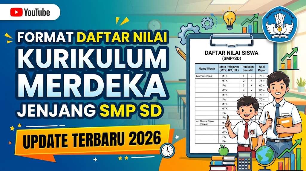 Format Daftar Nilai Kurikulum Merdeka Jenjang SMP SD Update Terbaru 2026