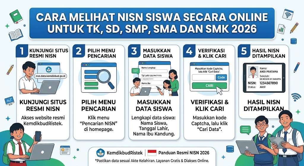 Cara Melihat NISN Siswa Secara Online Untuk TK, SD, SMP, SMA dan SMK 2026