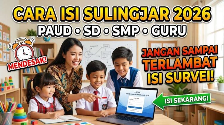 Cara Isi Sulingjar 2026 PAUD, SMP, Guru, SD: Jangan Sampai Terlambat Isi Survei